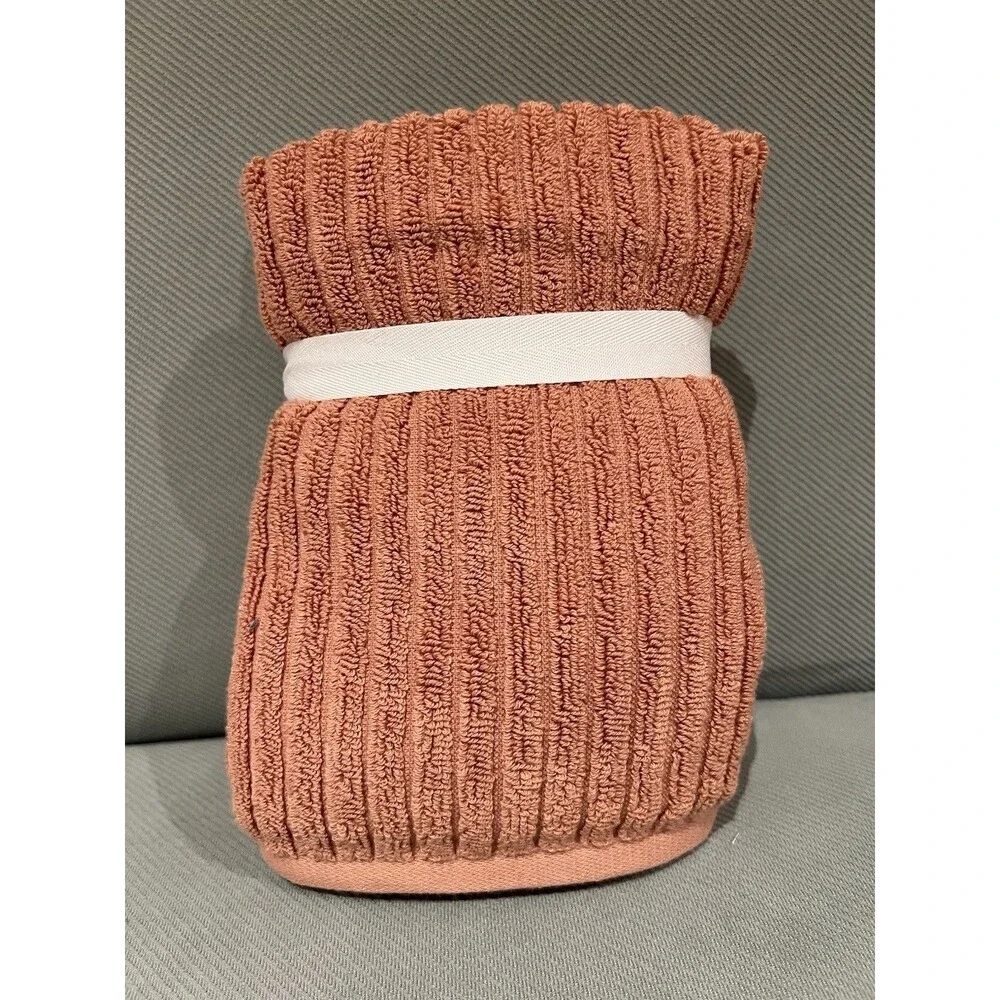 Rachel Zoe Hand Towels 2 Piece Stripe & Solid Cotton New
